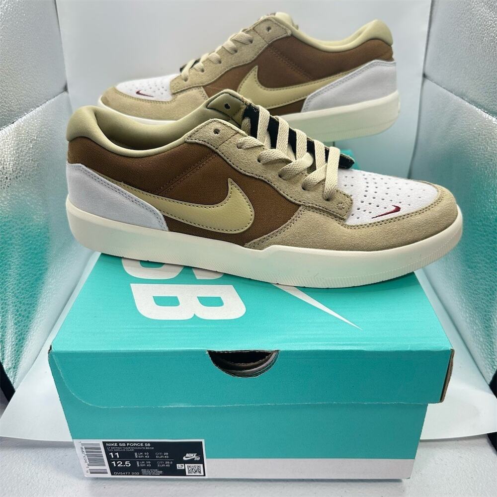 Nike SB Force 58 Men's Skate Shoes Beige Low Top Lace Up Size 11